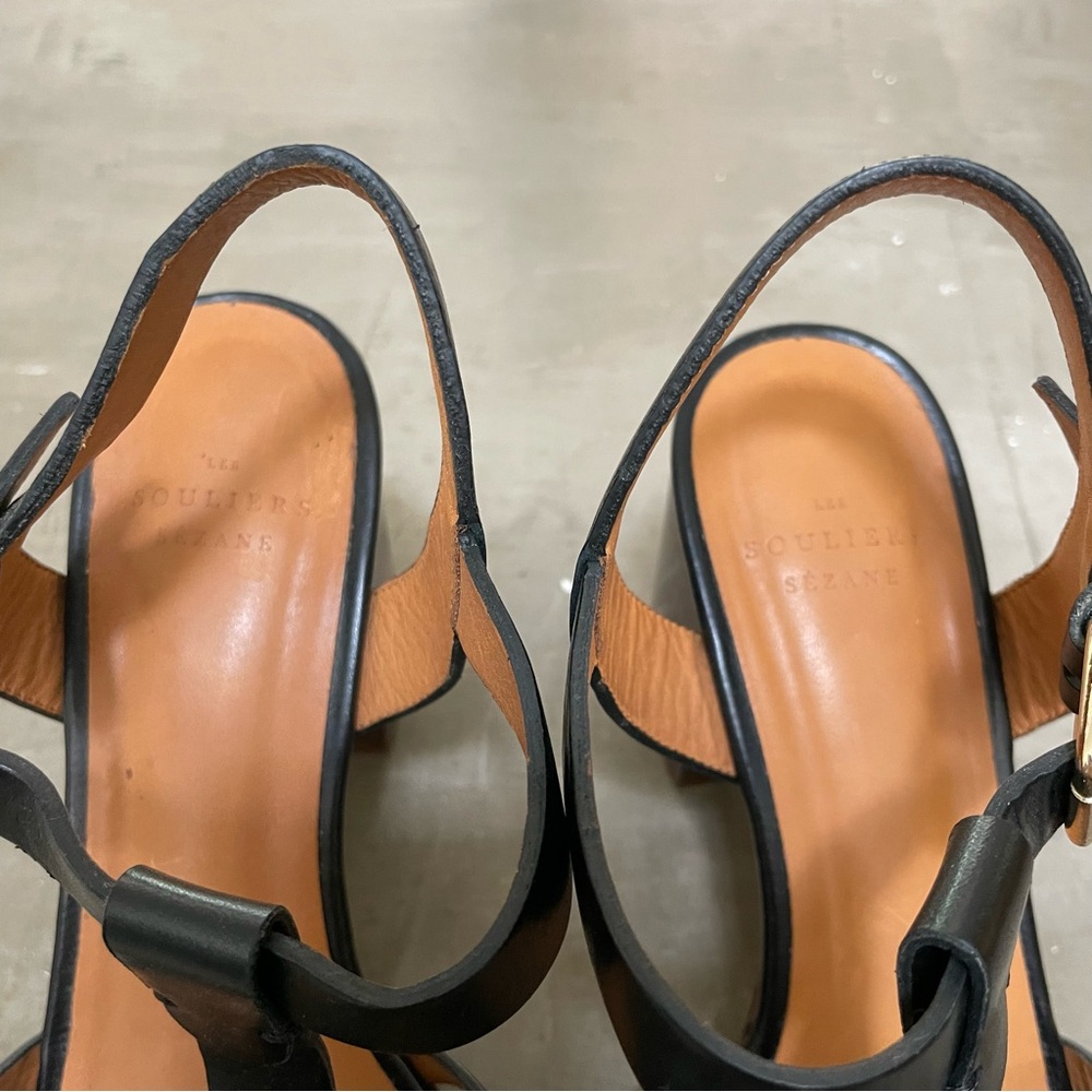 Sezane Florence Sandals Smooth Black Heritage - Size 8 - Picture 6 of 10